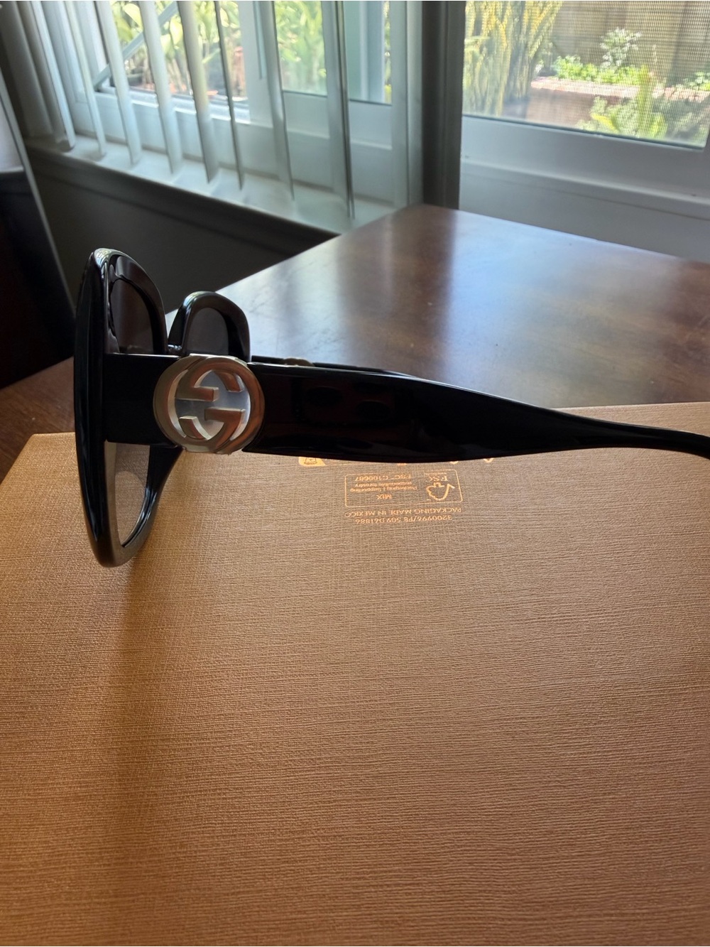 Gucci Black Square Oversized Sunglasses with Gold GG Accent 57mm - Picture 7 of 9